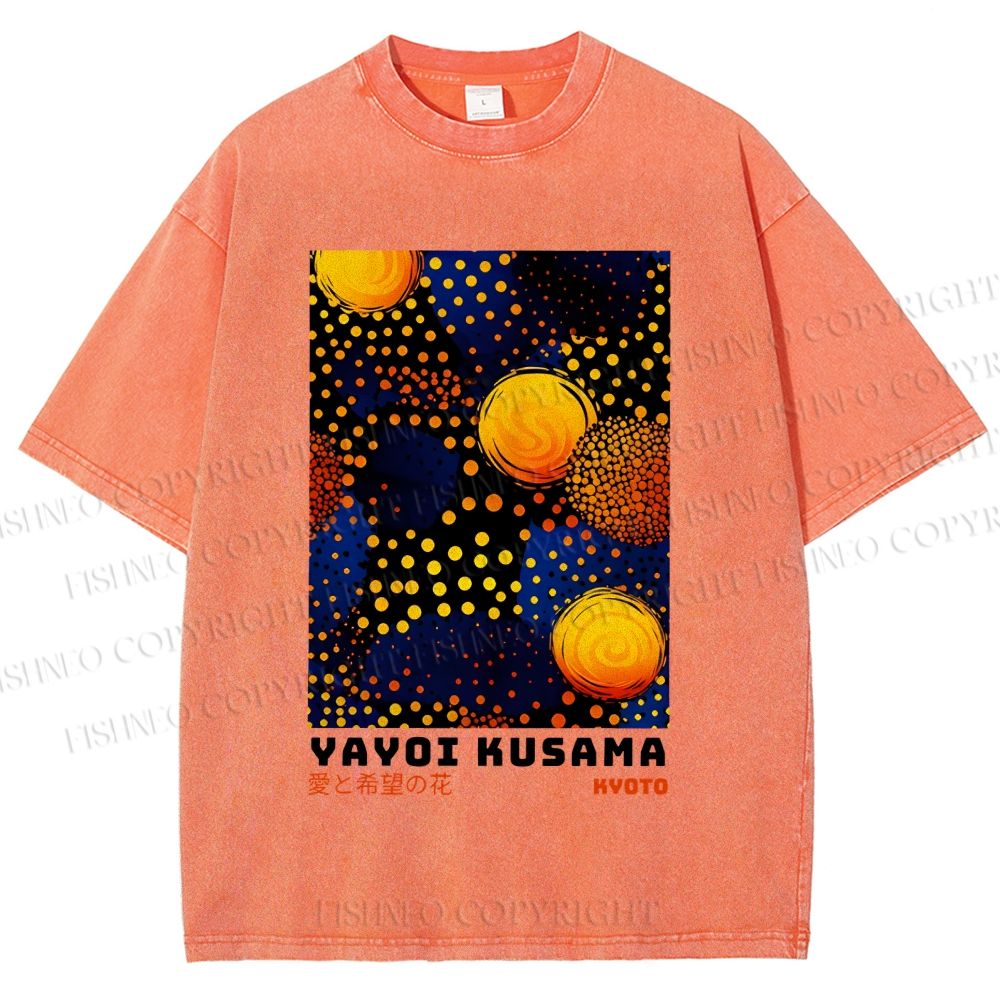 Unisex Yayoi Kusama Flowers Of Love And Hope Printed Washed Tee
