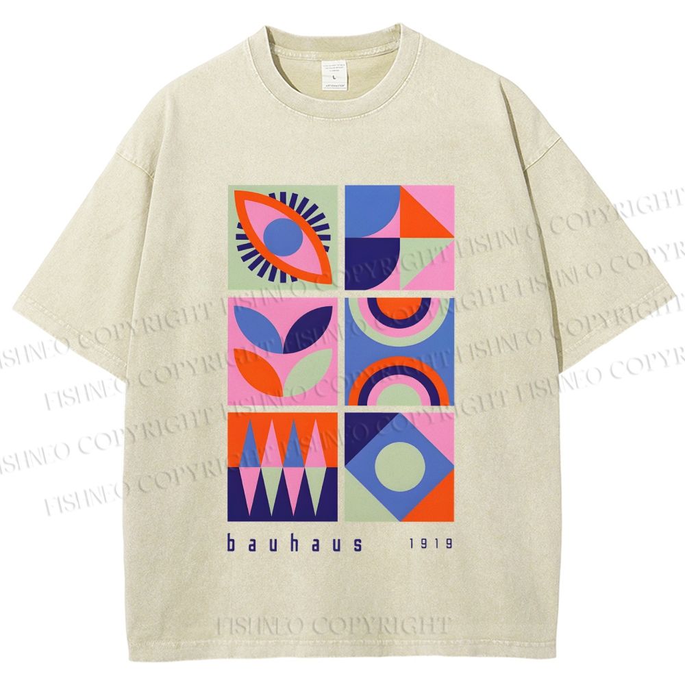 Unisex Bauhaus Geometry Printed Washed Tee