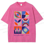 Unisex Bauhaus Geometry Printed Washed Tee