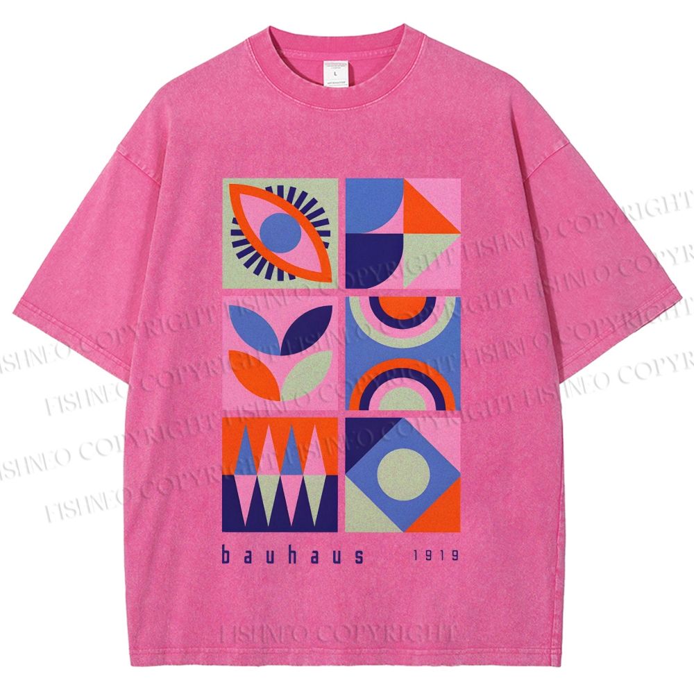 Unisex Bauhaus Geometry Printed Washed Tee