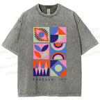 Unisex Bauhaus Geometry Printed Washed Tee