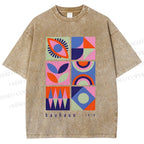 Unisex Bauhaus Geometry Printed Washed Tee
