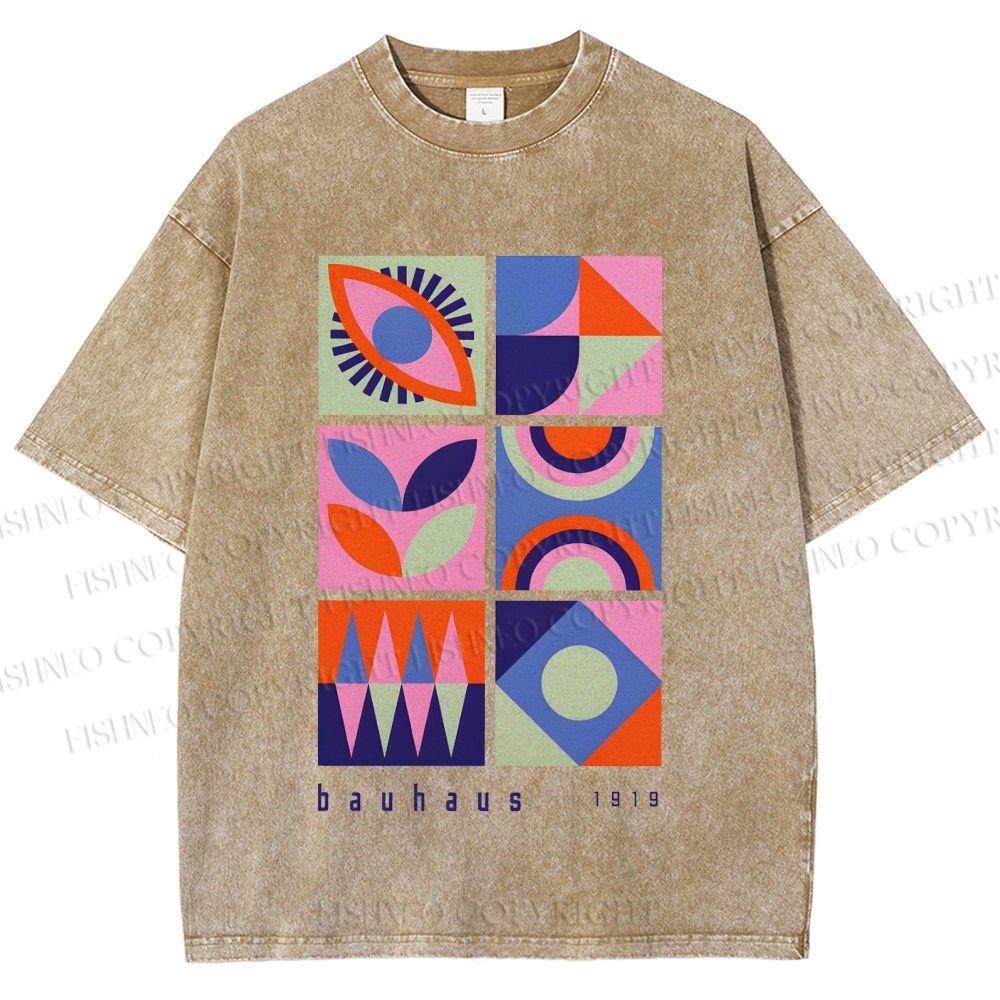 Unisex Bauhaus Geometry Printed Washed Tee
