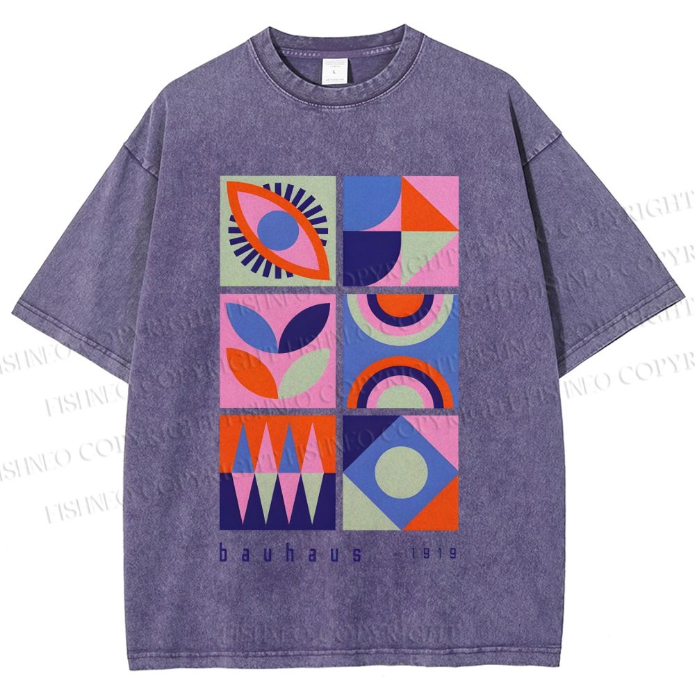 Unisex Bauhaus Geometry Printed Washed Tee