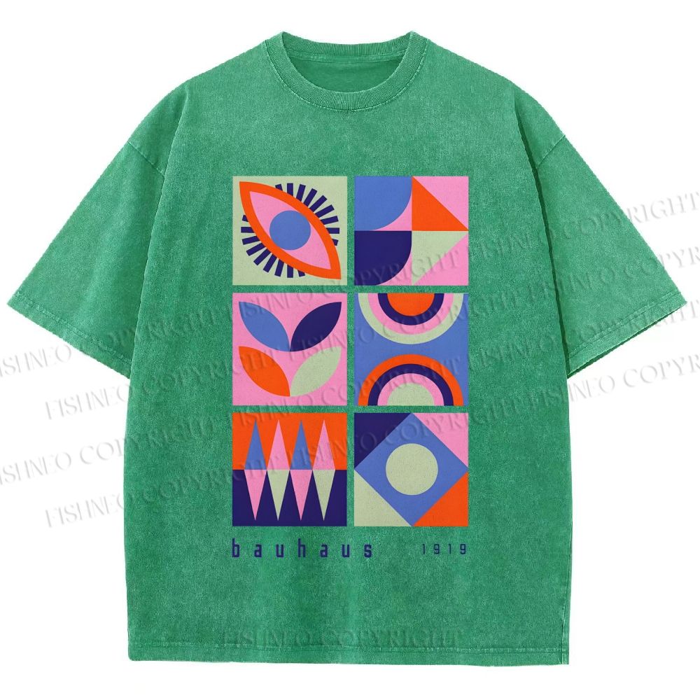 Unisex Bauhaus Geometry Printed Washed Tee