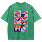 Unisex Bauhaus Geometry Printed Washed Tee