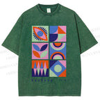 Unisex Bauhaus Geometry Printed Washed Tee