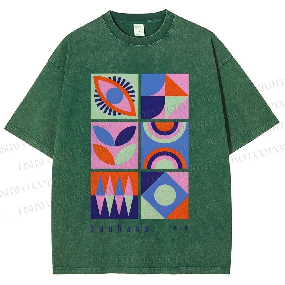 Unisex Bauhaus Geometry Printed Washed Tee
