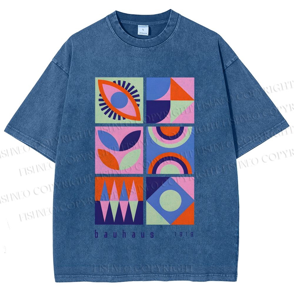 Unisex Bauhaus Geometry Printed Washed Tee