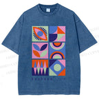 Unisex Bauhaus Geometry Printed Washed Tee