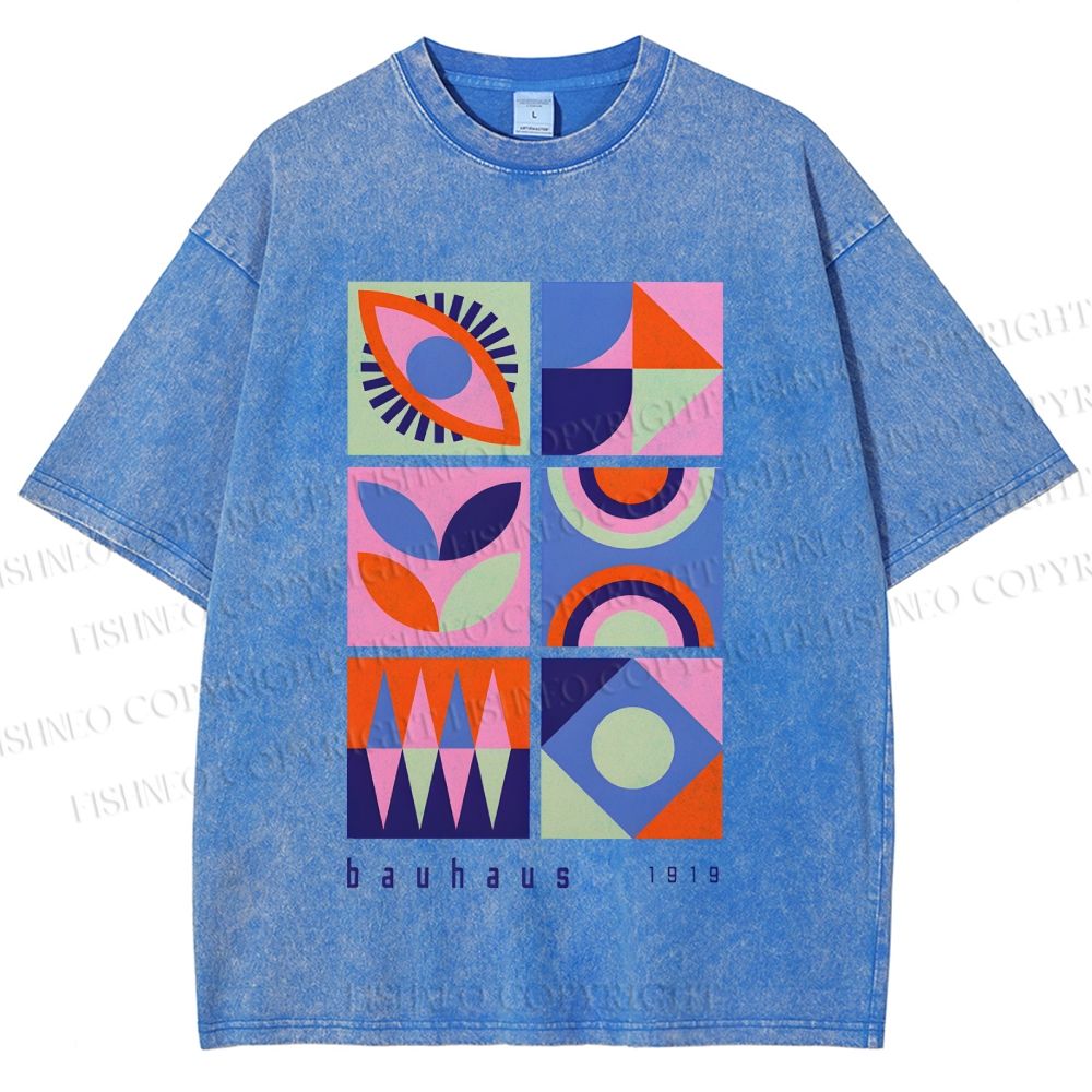 Unisex Bauhaus Geometry Printed Washed Tee
