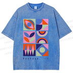 Unisex Bauhaus Geometry Printed Washed Tee