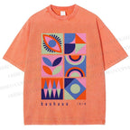 Unisex Bauhaus Geometry Printed Washed Tee
