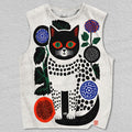 Unisex Vintage Polka Dot Cat Printed Tank Top