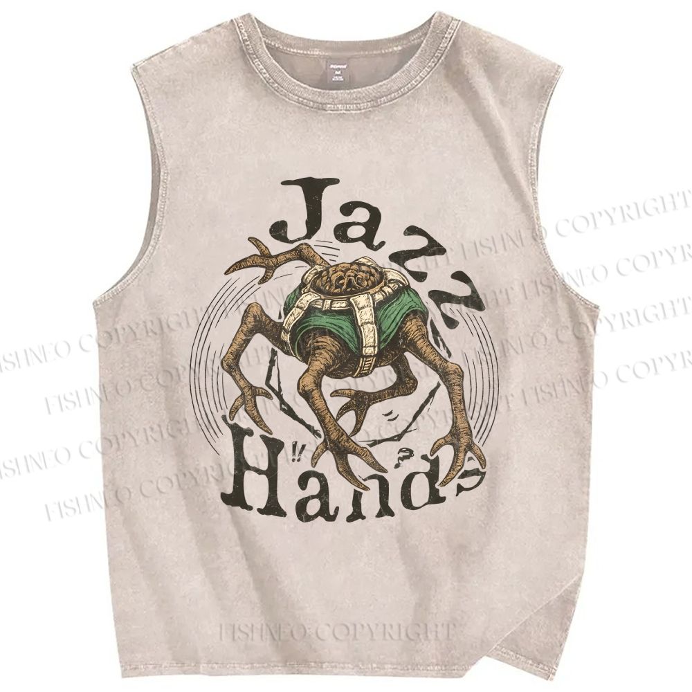 Unisex Jazz Hands Project Hail Mary Printed Washed Tank Top