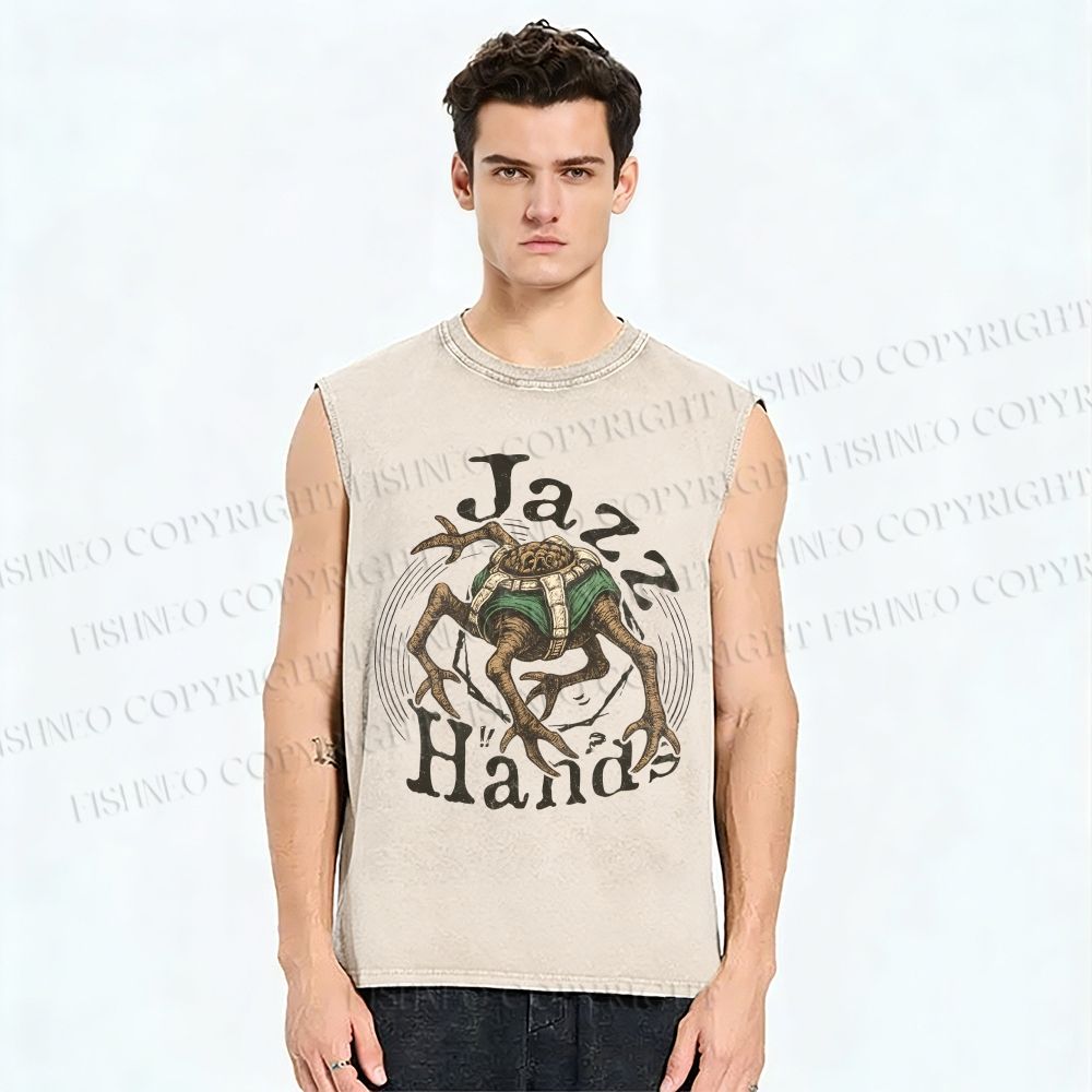 Unisex Jazz Hands Project Hail Mary Printed Washed Tank Top