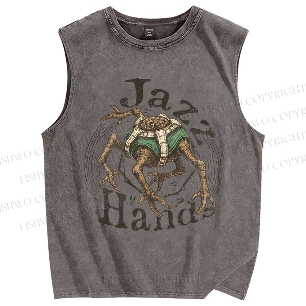 Unisex Jazz Hands Project Hail Mary Printed Washed Tank Top