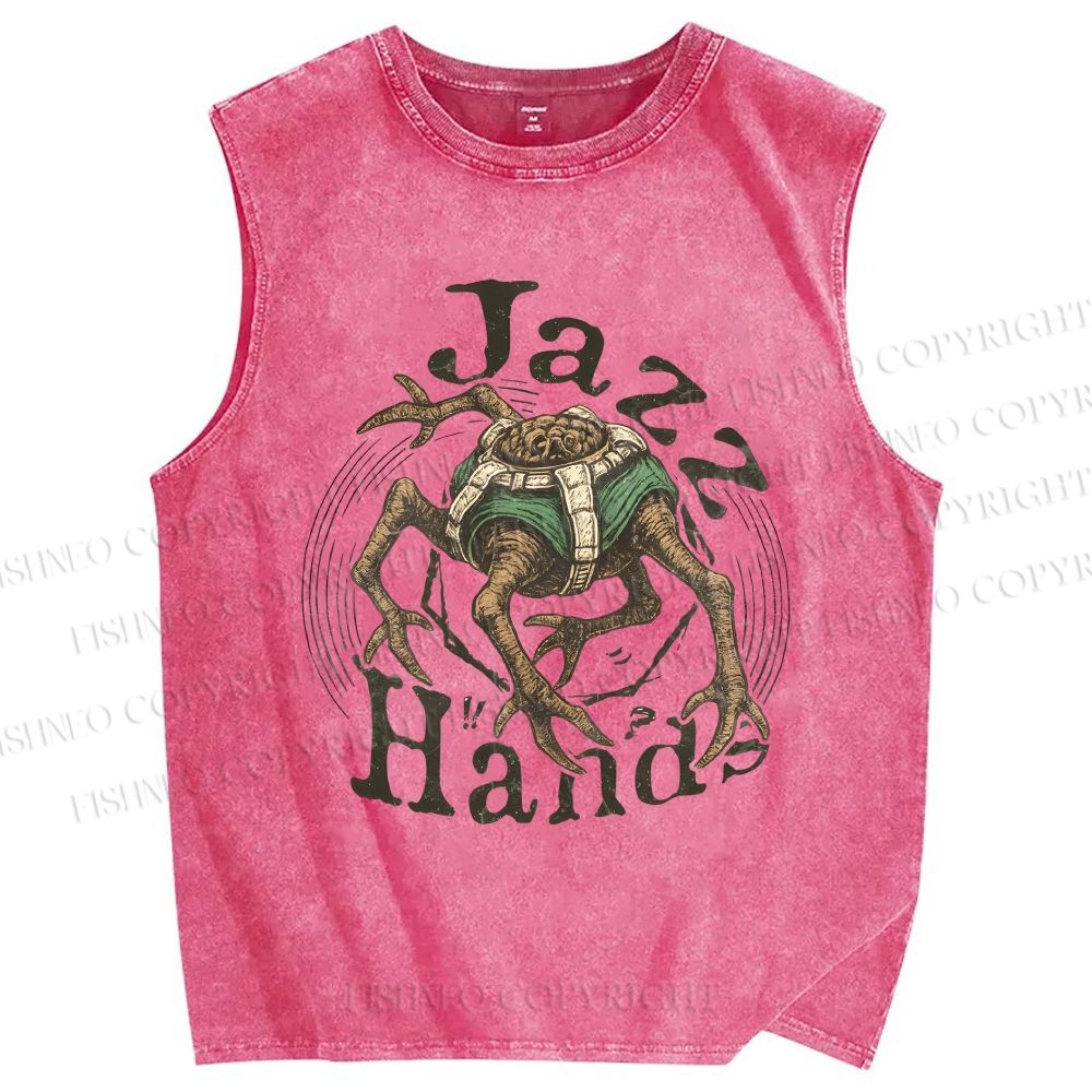 Unisex Jazz Hands Project Hail Mary Printed Washed Tank Top