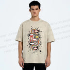 Unisex Eye Rainbow Graffiti Printed Washed Tee