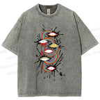Unisex Eye Rainbow Graffiti Printed Washed Tee