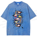 Unisex Eye Rainbow Graffiti Printed Washed Tee