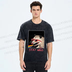 Unisex Opossum Stay Wild Printed Washed Tee
