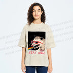 Unisex Opossum Stay Wild Printed Washed Tee