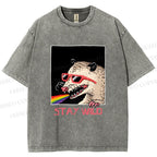 Unisex Opossum Stay Wild Printed Washed Tee