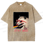 Unisex Opossum Stay Wild Printed Washed Tee