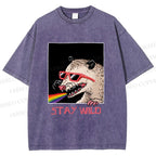 Unisex Opossum Stay Wild Printed Washed Tee