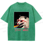Unisex Opossum Stay Wild Printed Washed Tee