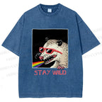 Unisex Opossum Stay Wild Printed Washed Tee