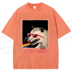 Unisex Opossum Stay Wild Printed Washed Tee