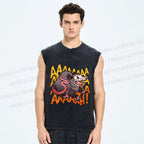 Unisex Crazy Opossum Screaming Printed Washed Tank Top