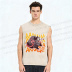 Unisex Crazy Opossum Screaming Printed Washed Tank Top