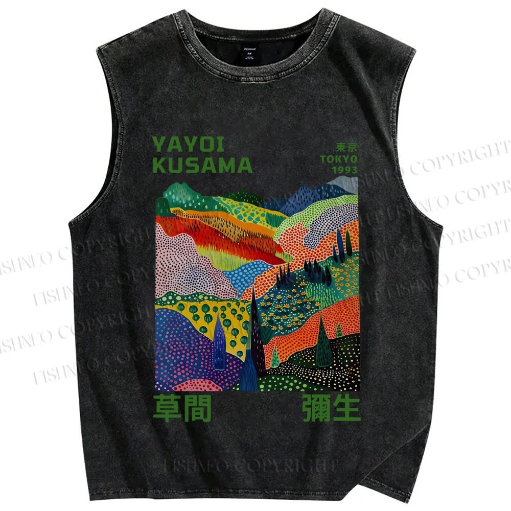 Unisex Yayoi Kusama Valley Printed Washed Tank Top