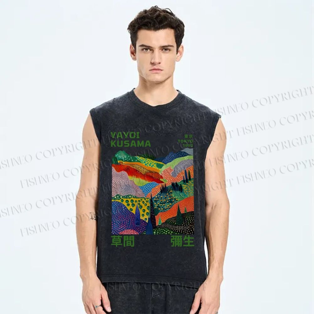 Unisex Yayoi Kusama Valley Printed Washed Tank Top