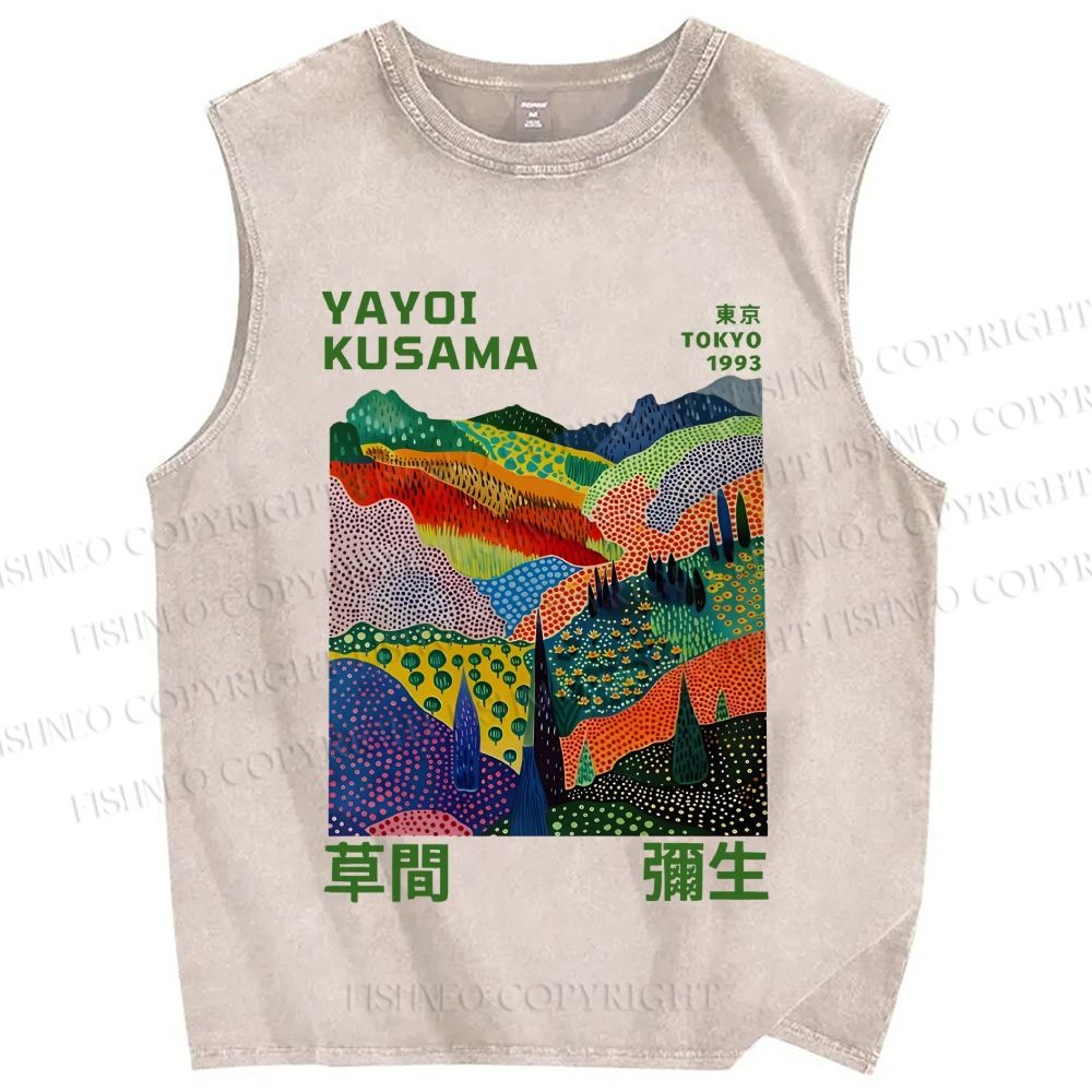 Unisex Yayoi Kusama Valley Printed Washed Tank Top