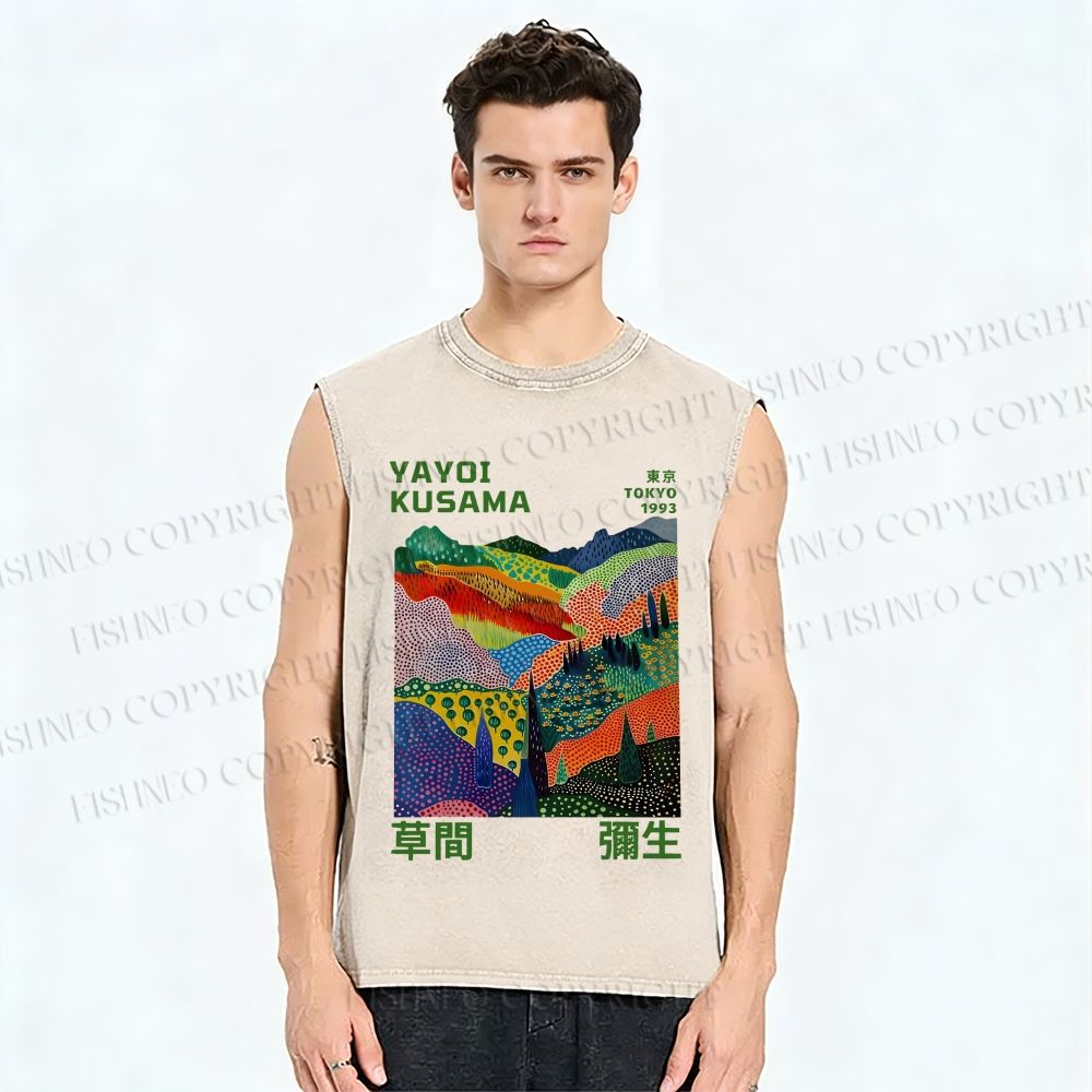 Unisex Yayoi Kusama Valley Printed Washed Tank Top