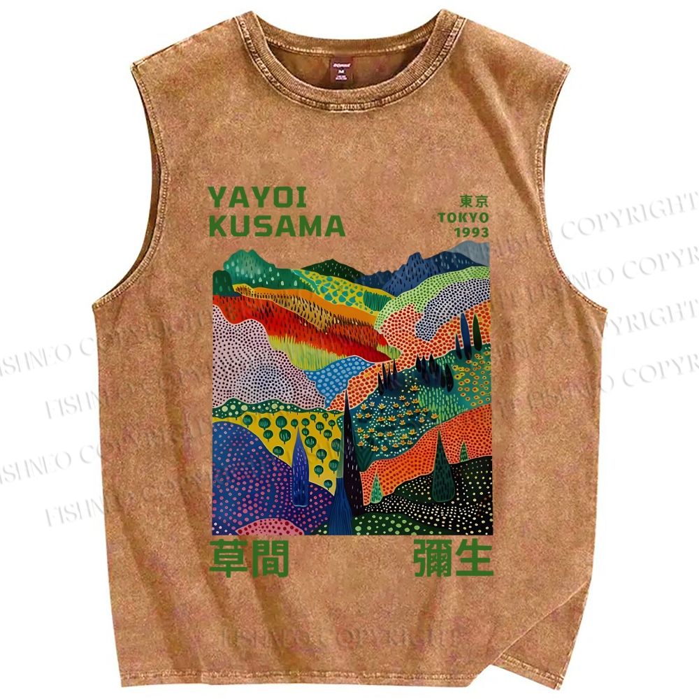 Unisex Yayoi Kusama Valley Printed Washed Tank Top