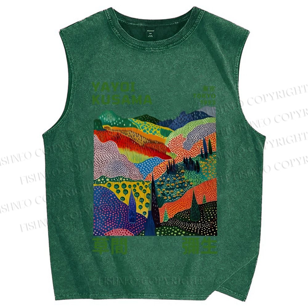 Unisex Yayoi Kusama Valley Printed Washed Tank Top