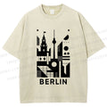 Unisex Geometric City Berlin Printed Washed Tee