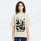 Unisex Geometric City Berlin Printed Washed Tee