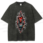 Unisex Spooky Eyes Heart Printed Washed Tee