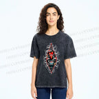 Unisex Spooky Eyes Heart Printed Washed Tee