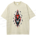 Unisex Spooky Eyes Heart Printed Washed Tee