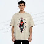 Unisex Spooky Eyes Heart Printed Washed Tee