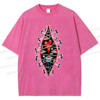 Unisex Spooky Eyes Heart Printed Washed Tee