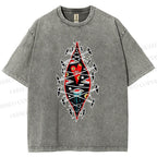 Unisex Spooky Eyes Heart Printed Washed Tee