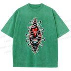 Unisex Spooky Eyes Heart Printed Washed Tee